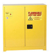 Eagle 30 Gallon Yellow 18 Gauge Steel Safety Storage Cabinet With Sliding Self-Closing Doors, Shelf, Vents, Warning Labels And 3-Point Latch System-eSafety Supplies, Inc