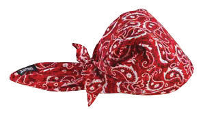 Ergodyne Red Western Chill-Its 6710CT Advanced PVA Evaporative Cooling Triangle Hat With Tie Closure And Towel-eSafety Supplies, Inc