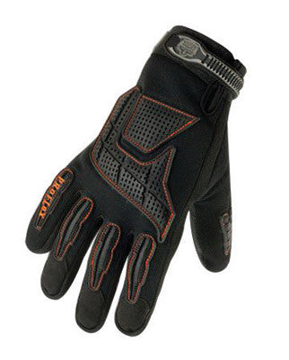 Ergodyne Large Black ProFlex 9015F Full Finger Pigskin Anti-Vibration Gloves With Woven Elastic Cuff, Polymer Palm Pad, Pigskin Leather Palm And Fingers And Low Profile Closure-eSafety Supplies, Inc
