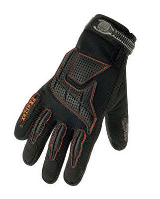 Ergodyne Small Black ProFlex 9015F Full Finger Pigskin Anti-Vibration Gloves With Woven Elastic Cuff, Polymer Palm Pad, Pigskin Leather Palm And Fingers And Low Profile Closure