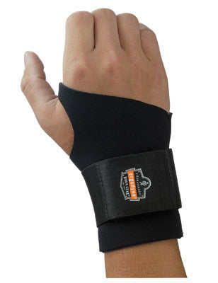 Ergodyne Large Black ProFlex 670 Neoprene Ambidextrous Single Strap Wrist Support With Reversible Hook And Loop Closure And 2" Woven Elastic Straps
