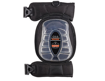 Ergodyne Black ProFlex 344 Injeted Gel PU Foam Broad Cap Knee Pad With Elastic Buckle Straps-eSafety Supplies, Inc