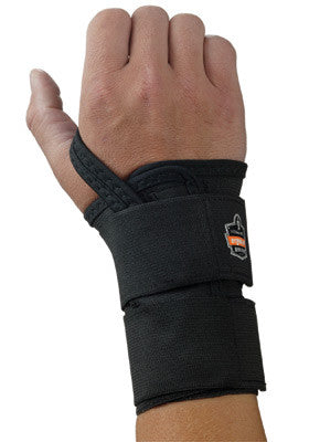 Ergodyne Medium Black ProFlex 4010 Elastic Double Strap Left Hand Wrist Support With Two-Stage Hook And Loop Closure And Open-Center Stay-eSafety Supplies, Inc