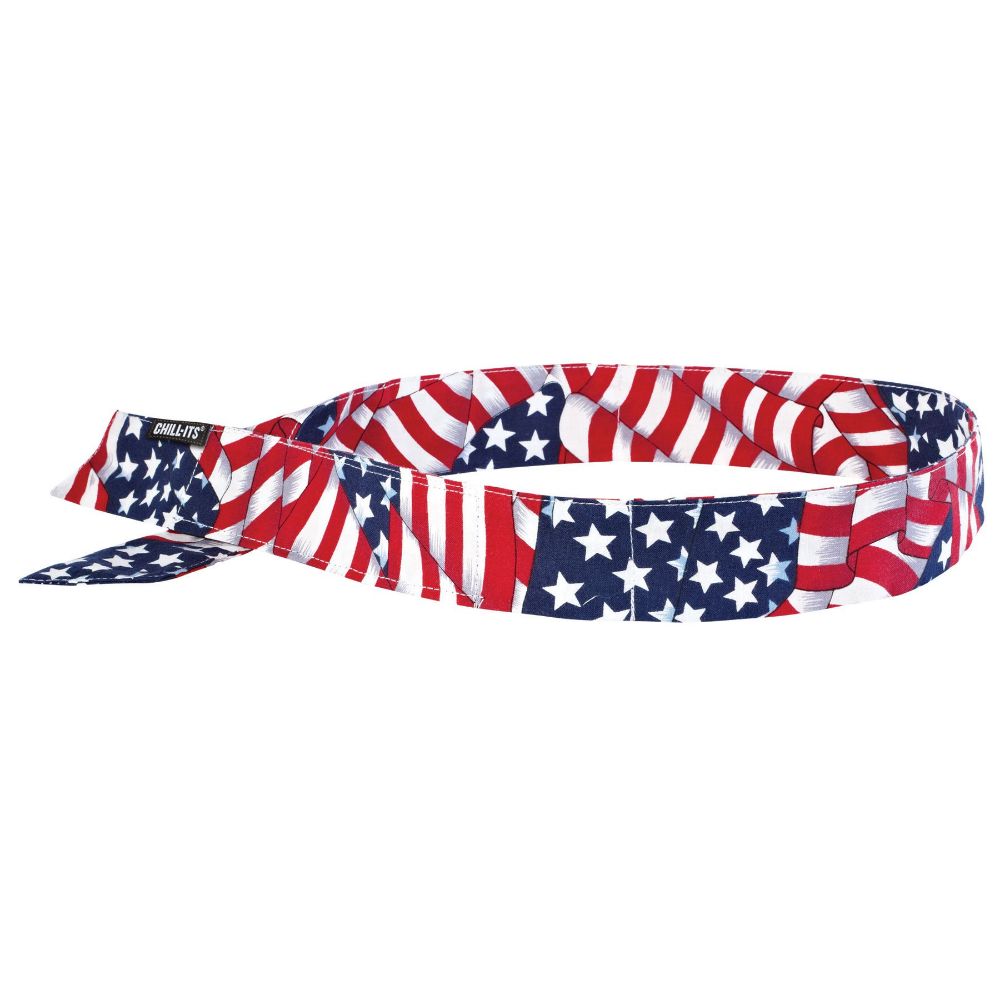 Ergodyne Stars And Stripes Chill-Its 6705 Lightweight Cotton Evaporative Cooling Bandana/Headband With Hook And Loop Closure-eSafety Supplies, Inc