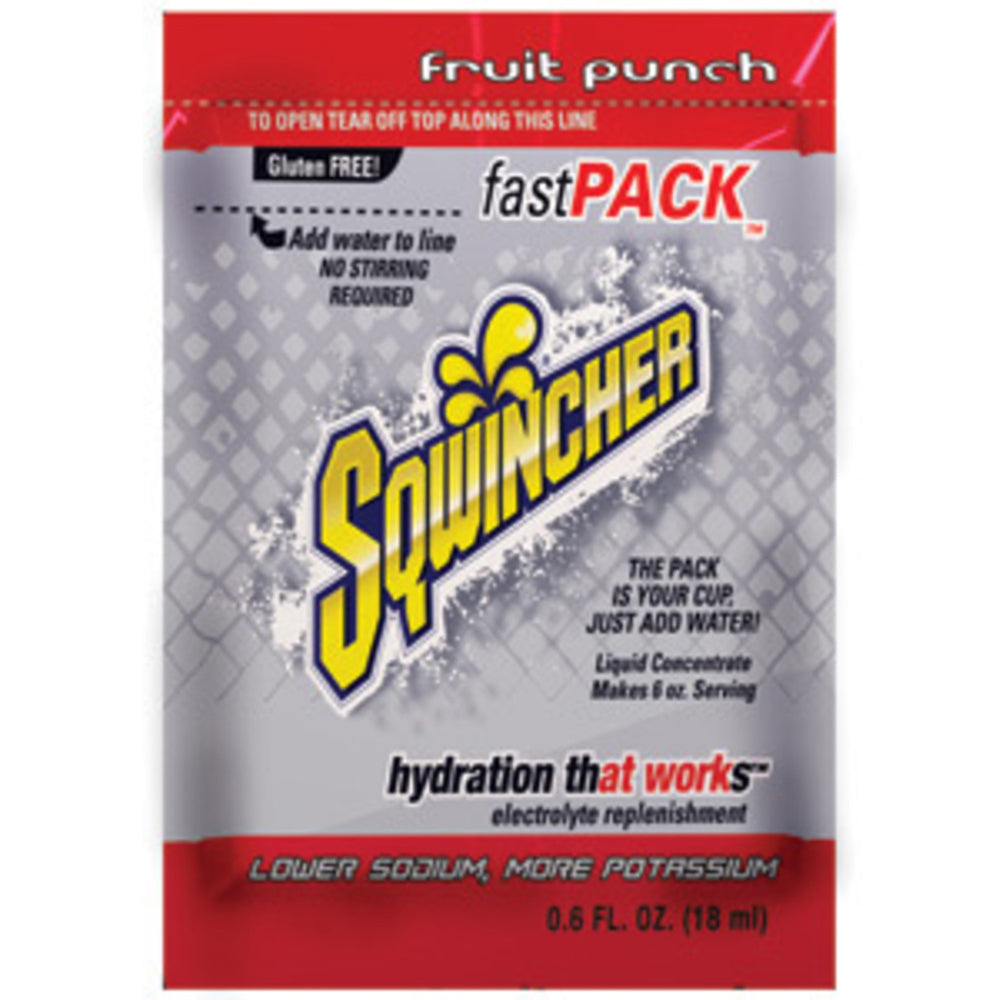 Sqwincher .6 Ounce Fast Pack Liquid Concentrate Pouch Electrolyte Drink (1 Box Electrolyte Drink Pouch - Pack)-eSafety Supplies, Inc