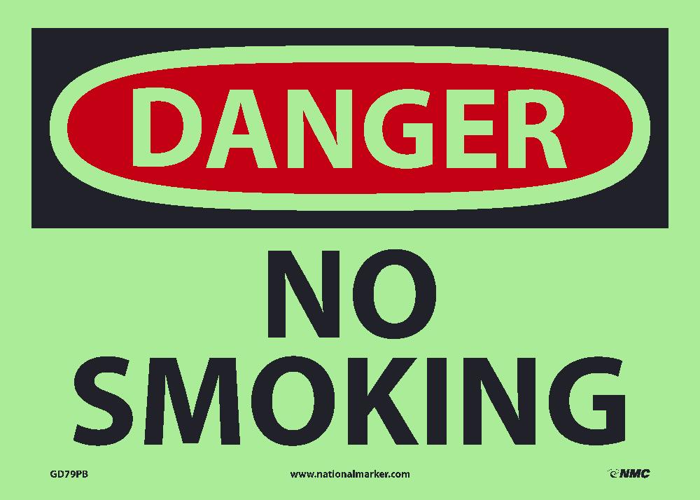 Danger, No Smoking, 10X14, Ps Vinylglow - GD79PB-eSafety Supplies, Inc