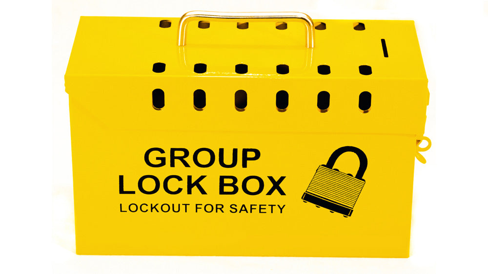 Group Lockout Box, Steel, Protects Workers In Group Maintenance And Repair Operations. The Box Accommodates Up To 13 Padlocks And Measures 6''H X 10''W X 4"L. - GLB04-eSafety Supplies, Inc