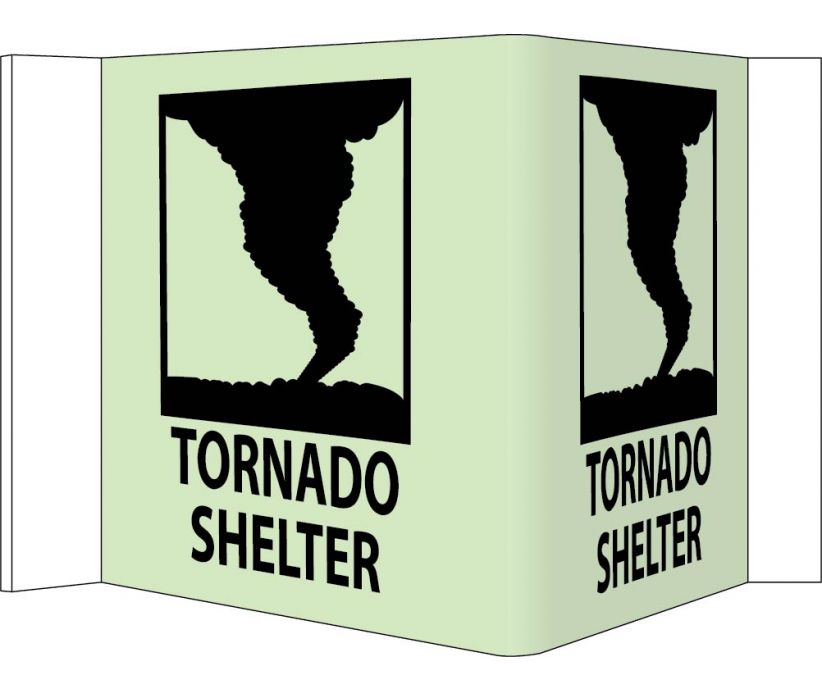 3-View Tornado Shelter Sign-eSafety Supplies, Inc