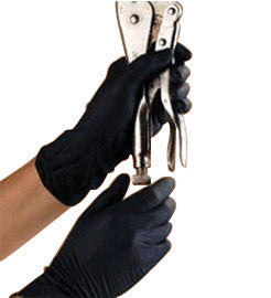 High Five Large Black 9.6" Onyx 3.5 mil Latex-Free Nitrile Ambidextrous Non-Sterile Exam Grade Powder-Free Disposable Gloves With Textured Finger Tip Finish And Beaded Cuff-eSafety Supplies, Inc