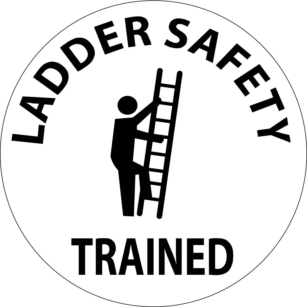 Hard Hat Label, Ladder Safety Trained, Graphic, 2"Dia. Reflective Ps Vinyl, 25/Pk - HH116R-eSafety Supplies, Inc