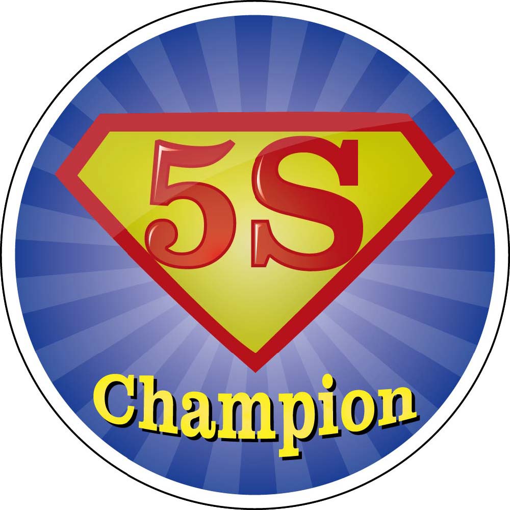 Hard Hat Emblem, 5S Champion,2 Dia, Ps Vinyl, 25/Pk - HH120-eSafety Supplies, Inc