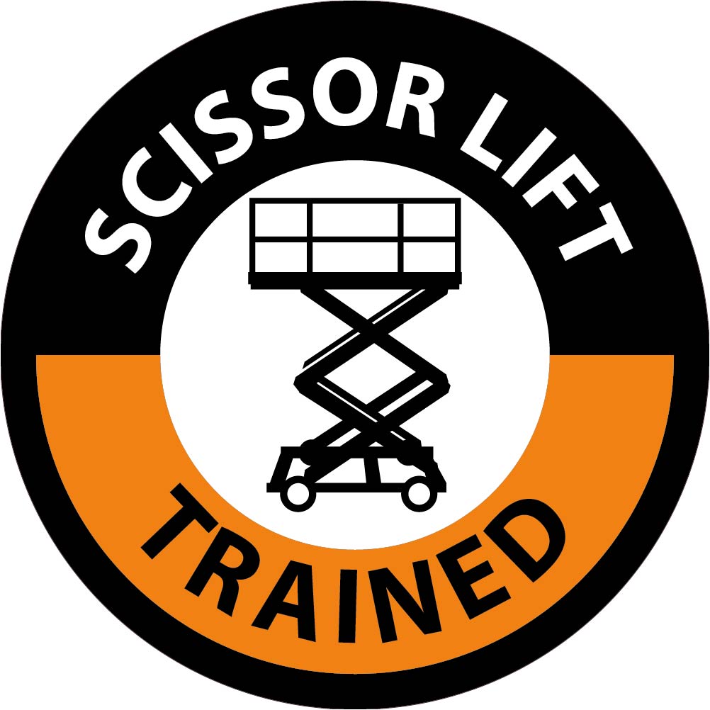 Hard Hat Label, Scissor Lift Trained, 2"Dia. Reflective Ps Vinyl, 25/Pk - HH123R-eSafety Supplies, Inc