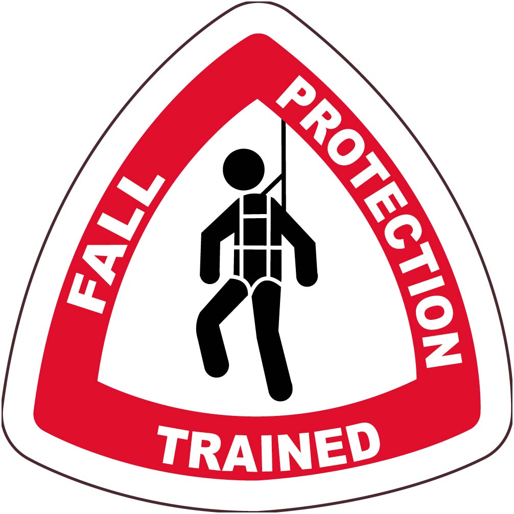 Hard Hat Label, Fall Protection Trained, 2" X 2", Reflective Ps Vinyl, 25/Pk - HH125R-eSafety Supplies, Inc
