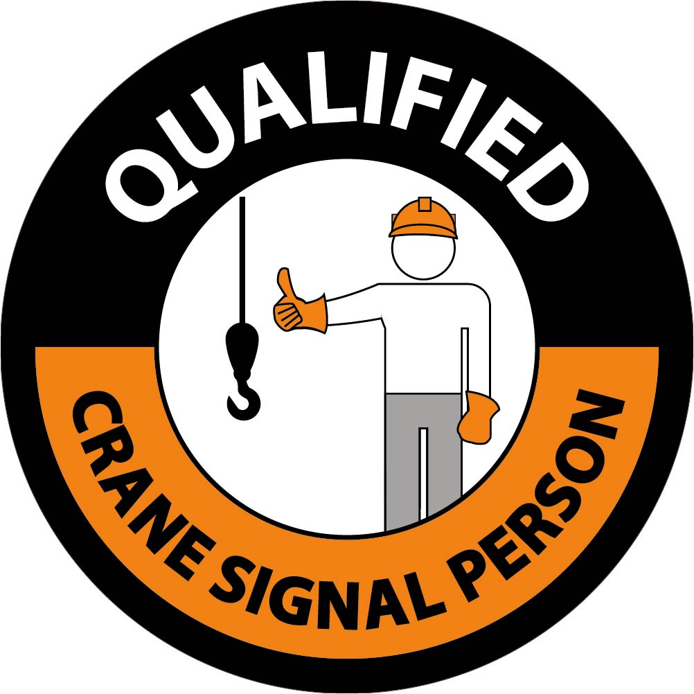 Hard Hat Label, Qualified Crane Signal Person, 2" Dia, Reflective Ps Vinyl, 25/Pk - HH127R-eSafety Supplies, Inc