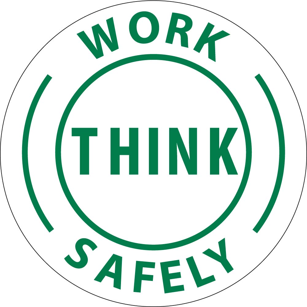 Hard Hat Label, Work Think Safely, 2"Dia. Reflective Ps Vinyl, 25/Pk - HH12R-eSafety Supplies, Inc