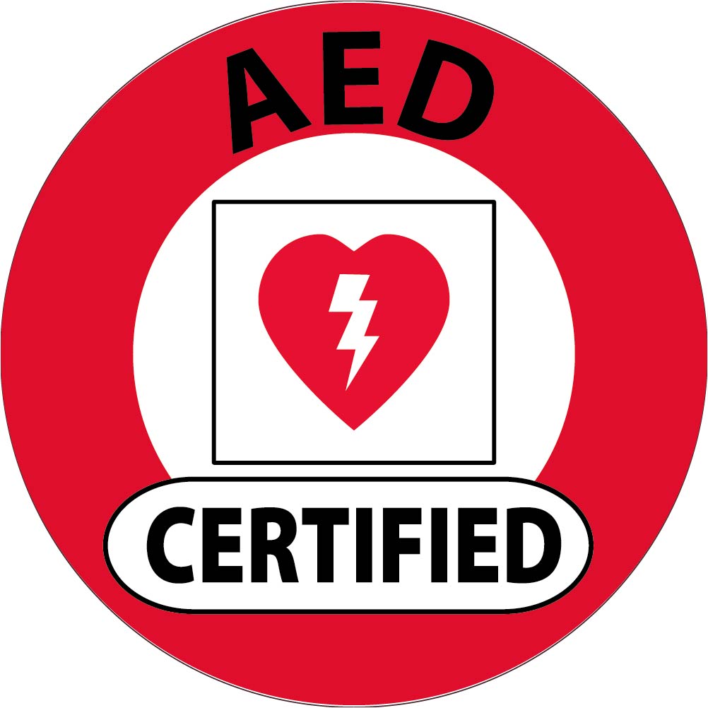 Hard Hat Label, Aed Certified, 2" Dia, Reflective Ps Vinyl, 25/Pk - HH132R-eSafety Supplies, Inc
