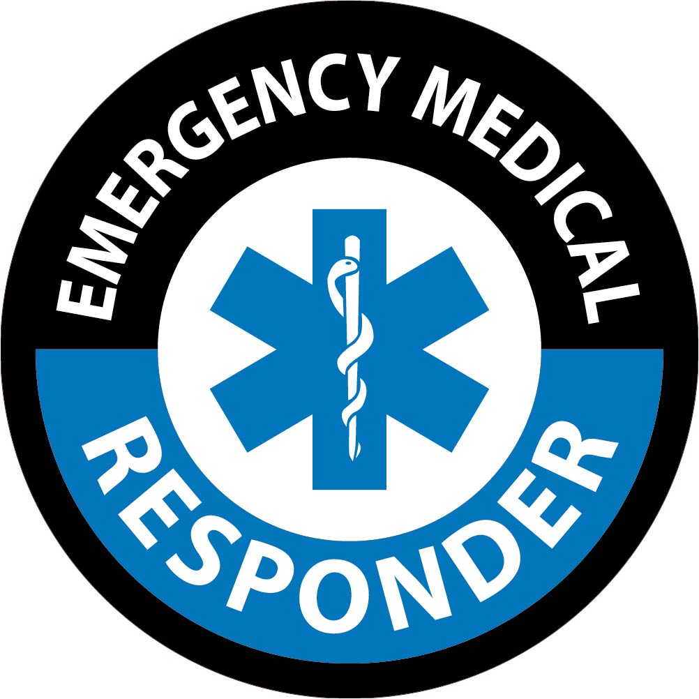 Hard Hat Emblem, Emergency Medical Responder, 2" Dia, Ps Vinyl - HH135-eSafety Supplies, Inc