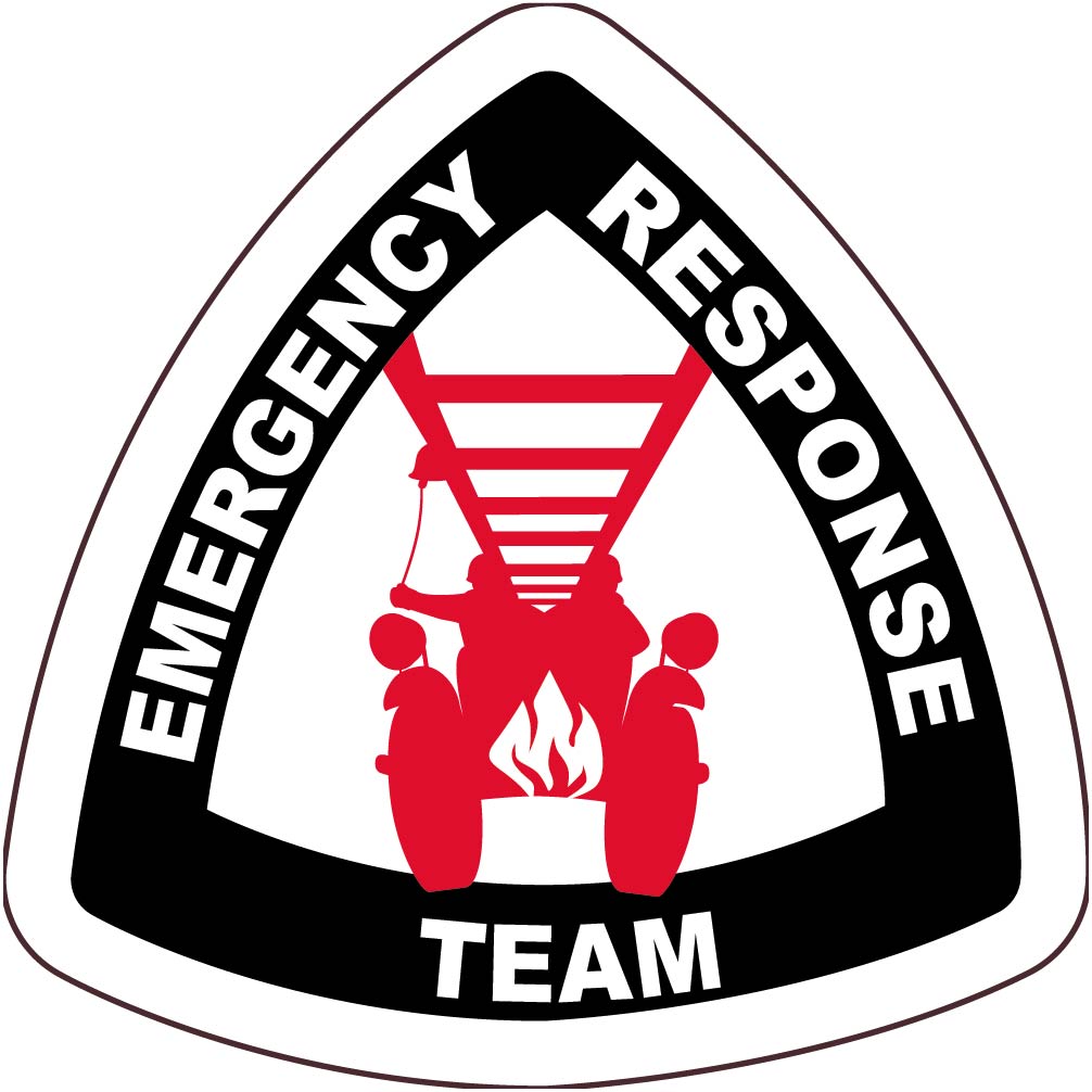 Hard Hat Label, Emergency Response Team, 2" X 2",Reflective Ps Vinyl, 25/Pk - HH137R-eSafety Supplies, Inc