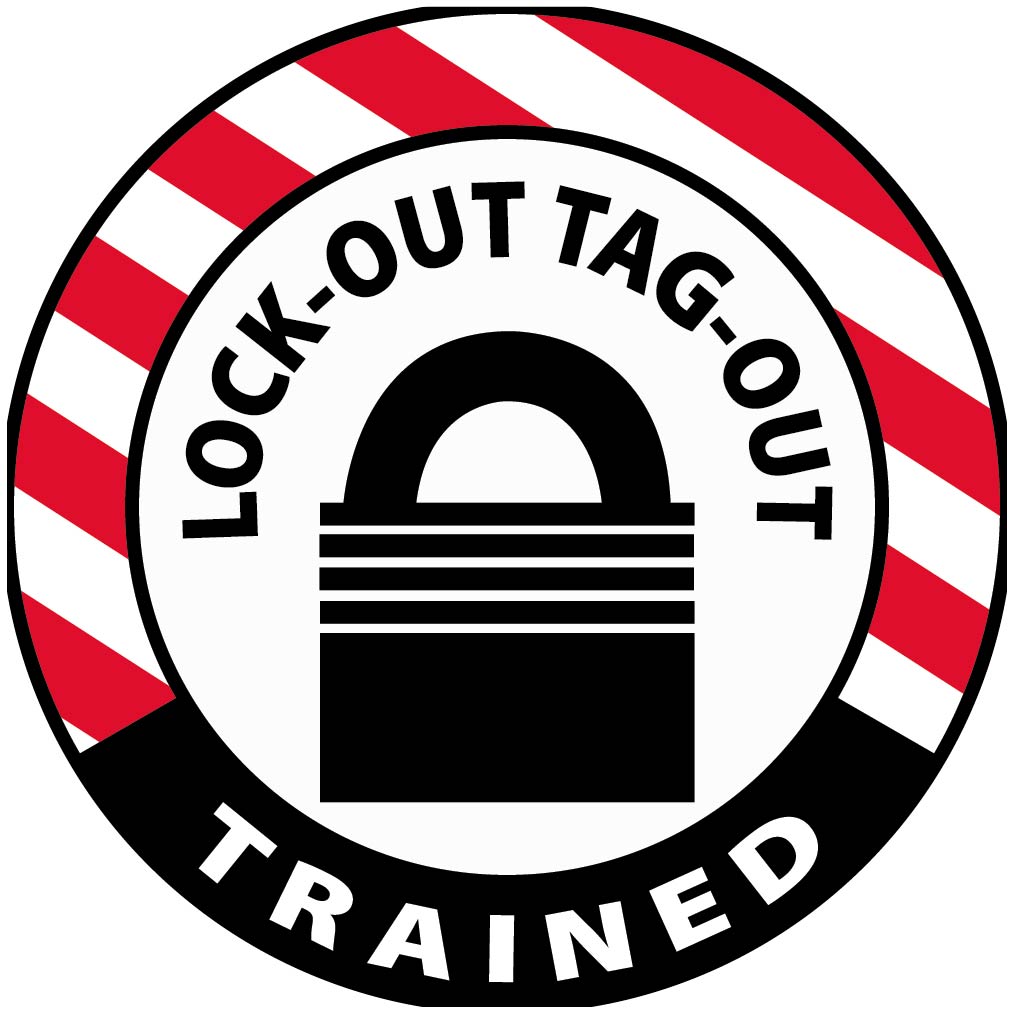 Hard Hat Emblem, Lock-Out Tag-Out Trained, 2" Dia, Ps Vinyl - HH140-eSafety Supplies, Inc