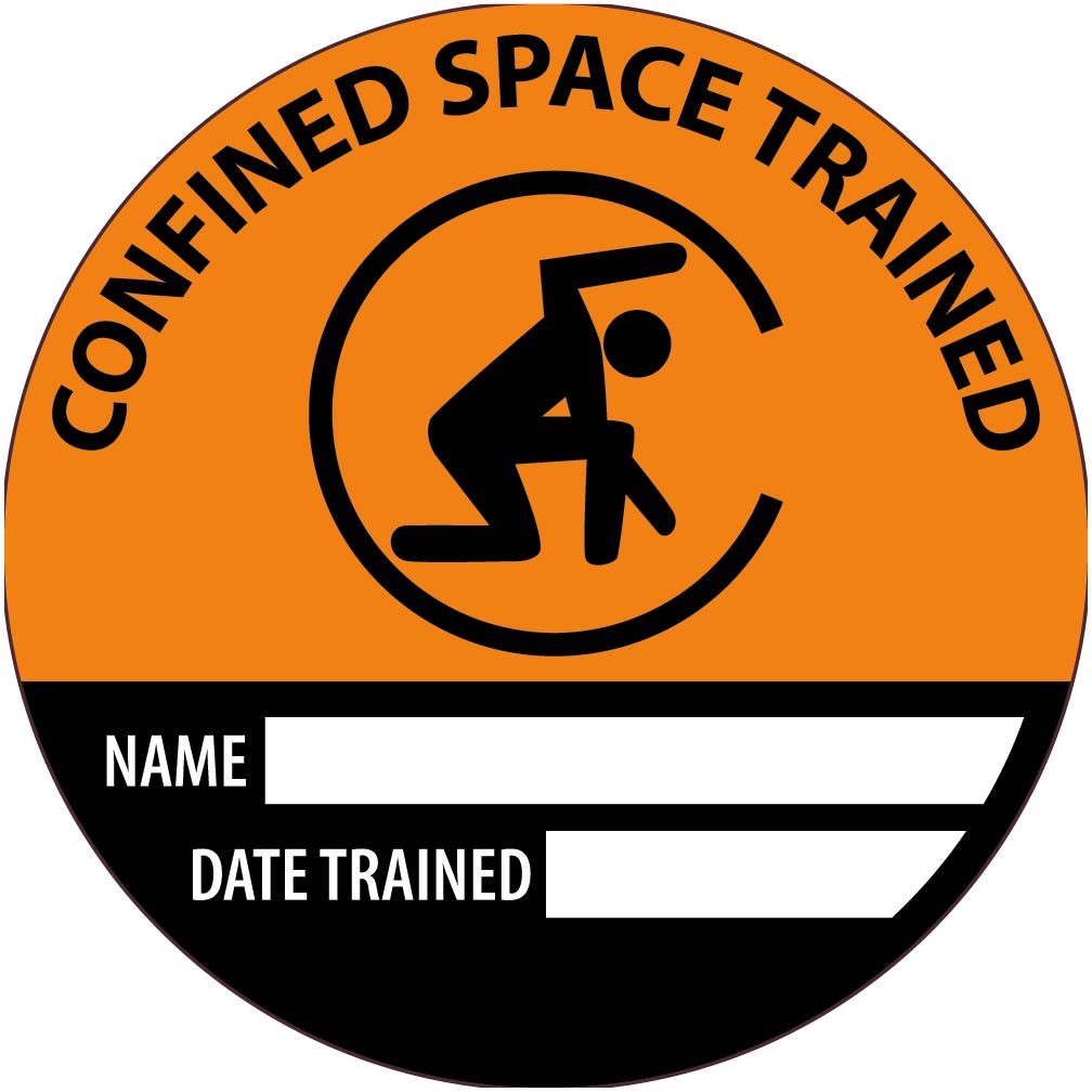 Hard Hat Emblem, Confined Space Trained Name Date Trained, 2" Dia, Ps Vinyl - HH141-eSafety Supplies, Inc