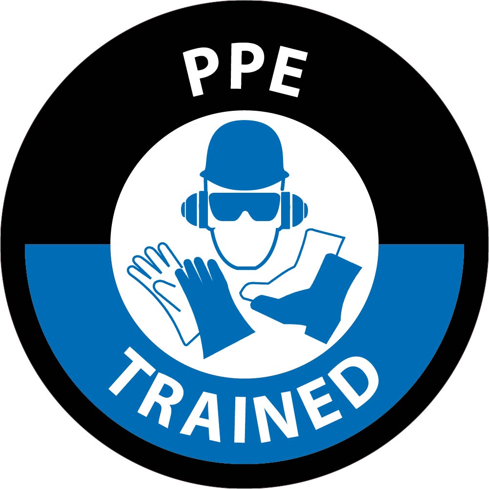 Hard Hat Emblem, Ppe Trained, 2" Dia, Ps Vinyl - HH145-eSafety Supplies, Inc