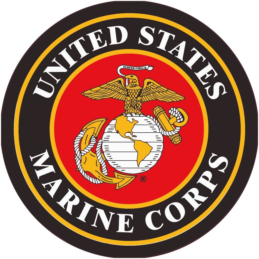 Hard Hat Label, United States Marine Corps, 2" Dia, Reflective Ps Vinyl, 25/Pk - HH153R-eSafety Supplies, Inc