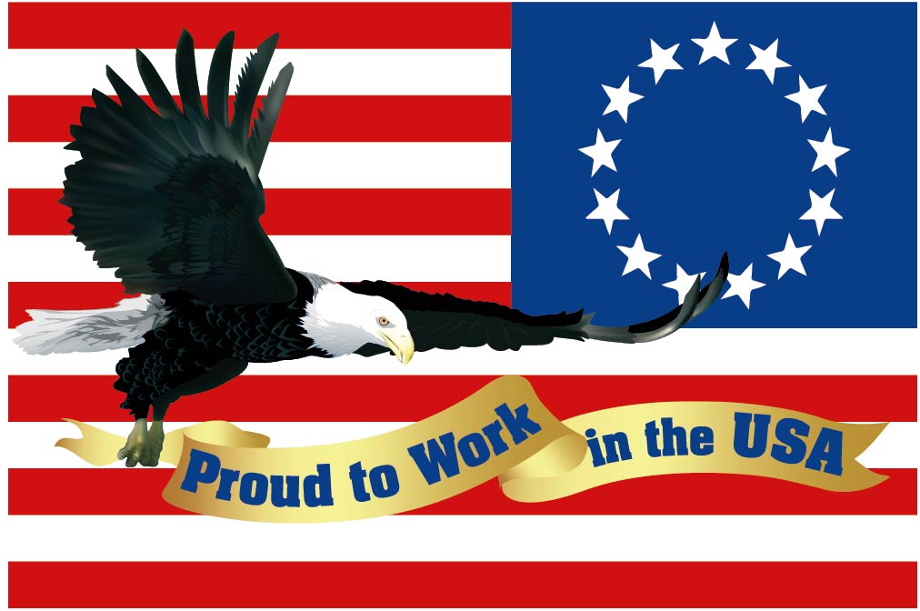 Proud To Work In The Usa, Eagle And Flag Graphic, 2 X 3, Hard Hat Label, Ps Vinyl, 25/Pk - HH157-eSafety Supplies, Inc