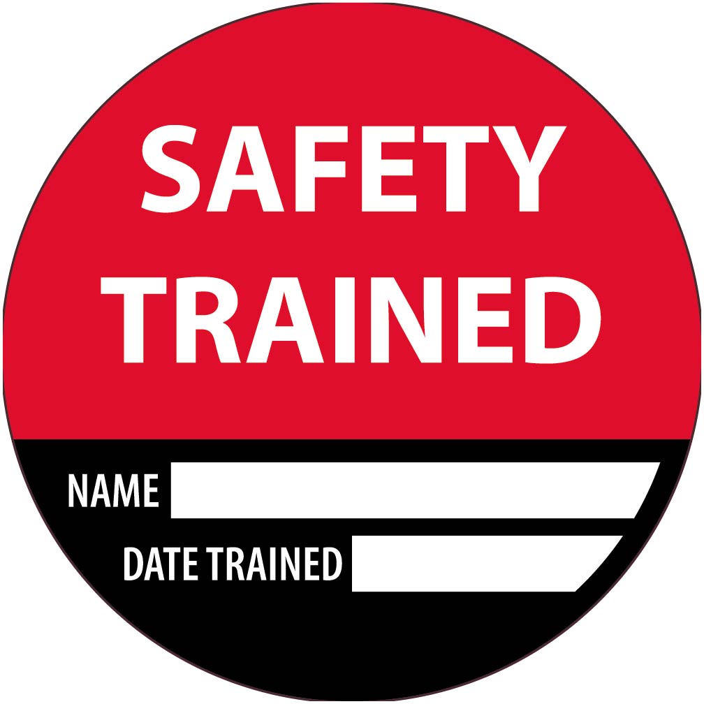 Hard Hat Emblem, Safety Trained Name Date Trained, 2" Dia, Ps Vinyl - HH169-eSafety Supplies, Inc