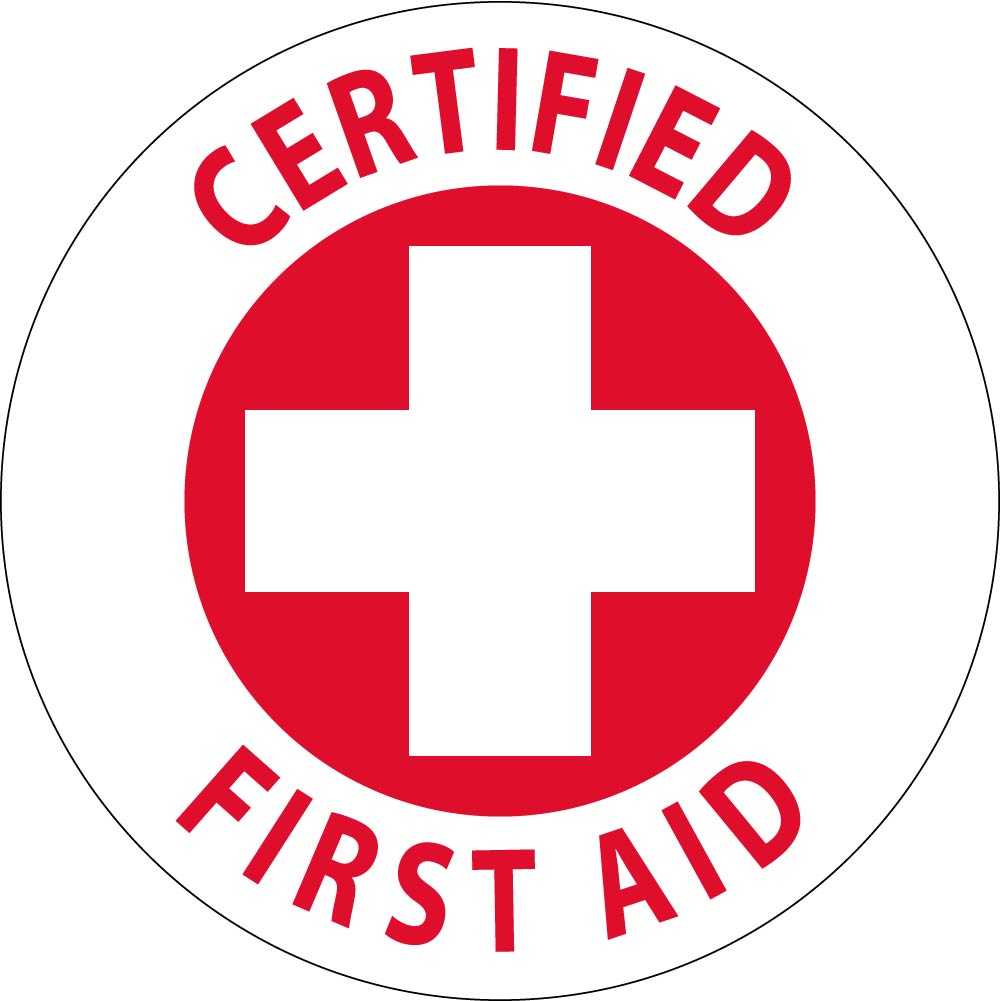 Hard Hat Label, Certified First Aid, 2"Dia. Reflective Ps Vinyl, 25/Pk - HH35R-eSafety Supplies, Inc
