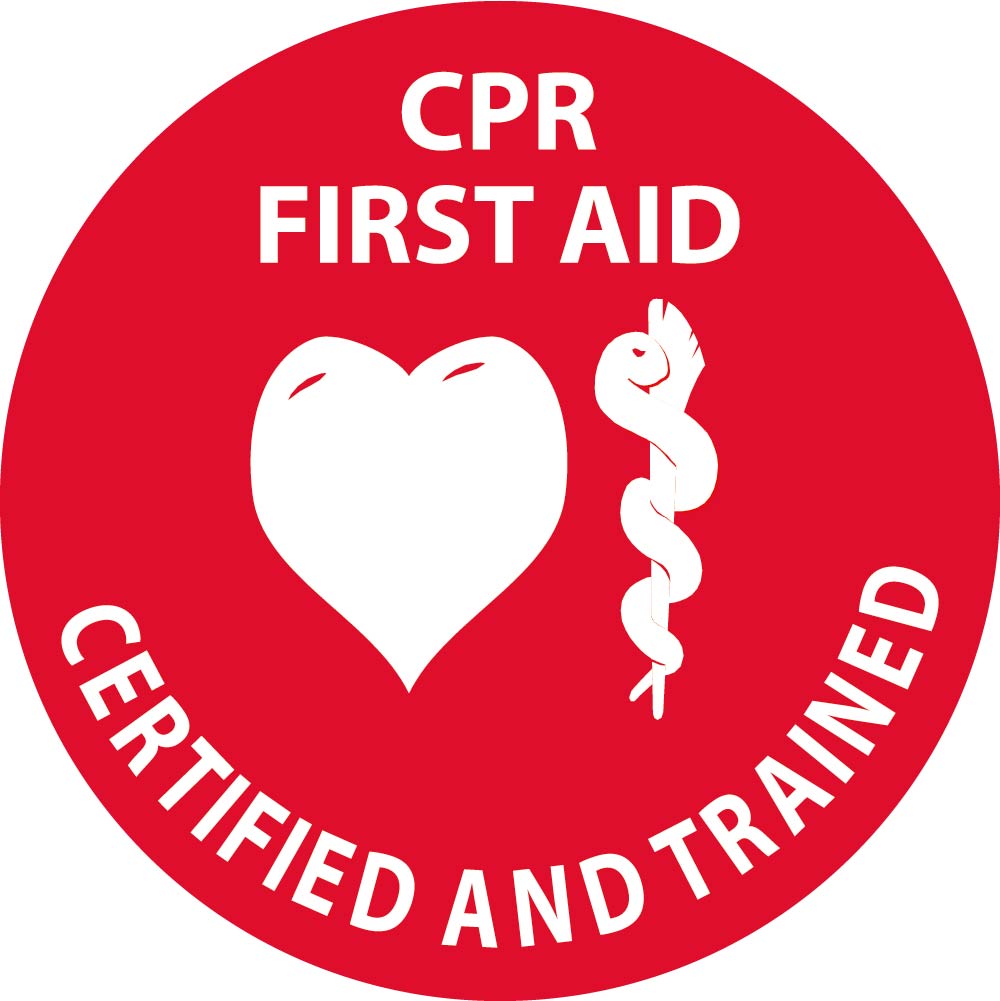 Hard Hat Label, Cpr First Aid Certified And Trained, 2"Dia. Reflective Ps Vinyl, 25/Pk - HH55R-eSafety Supplies, Inc