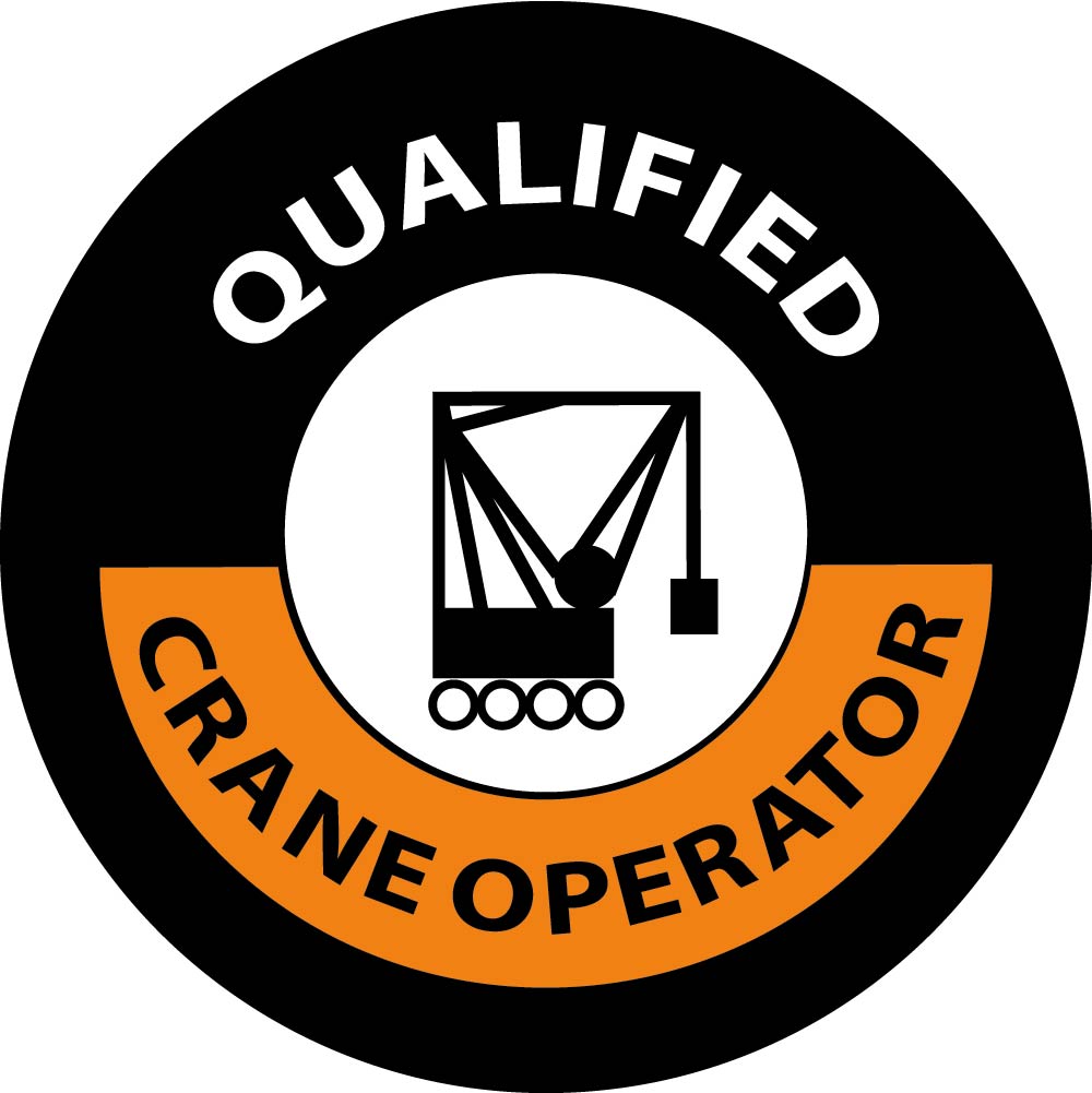 Hard Hat Label, Qualified Crane Operator, 2"Dia. Reflective Ps Vinyl, 25/Pk - HH58R-eSafety Supplies, Inc