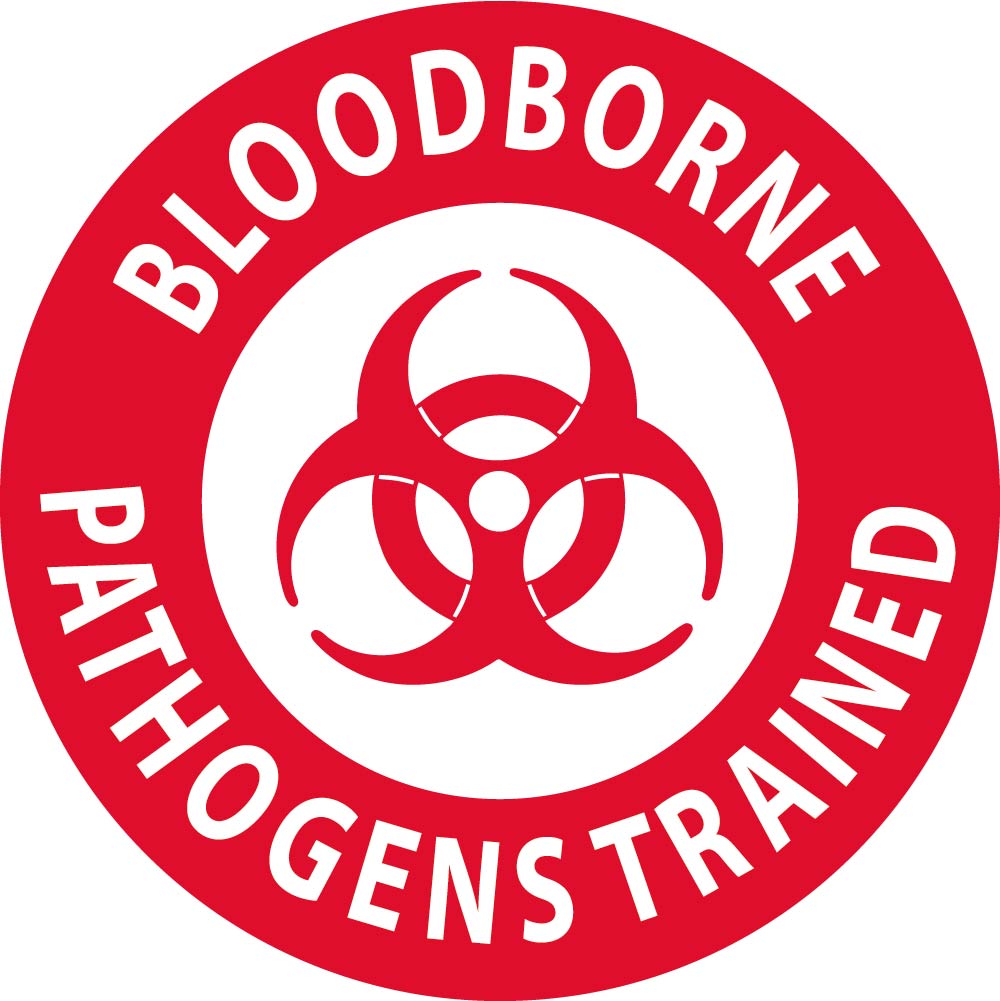 Hard Hat Label, Blood Bourne Pathogens Trained, 2"Dia. Reflective Ps Vinyl, 25/Pk - HH64R-eSafety Supplies, Inc