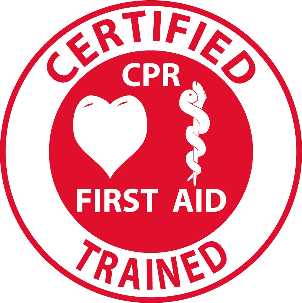 Hard Hat Label, Certified Cpr First Aid Trained, 2"Dia. Reflective Ps Vinyl, 25/Pk - HH65R-eSafety Supplies, Inc