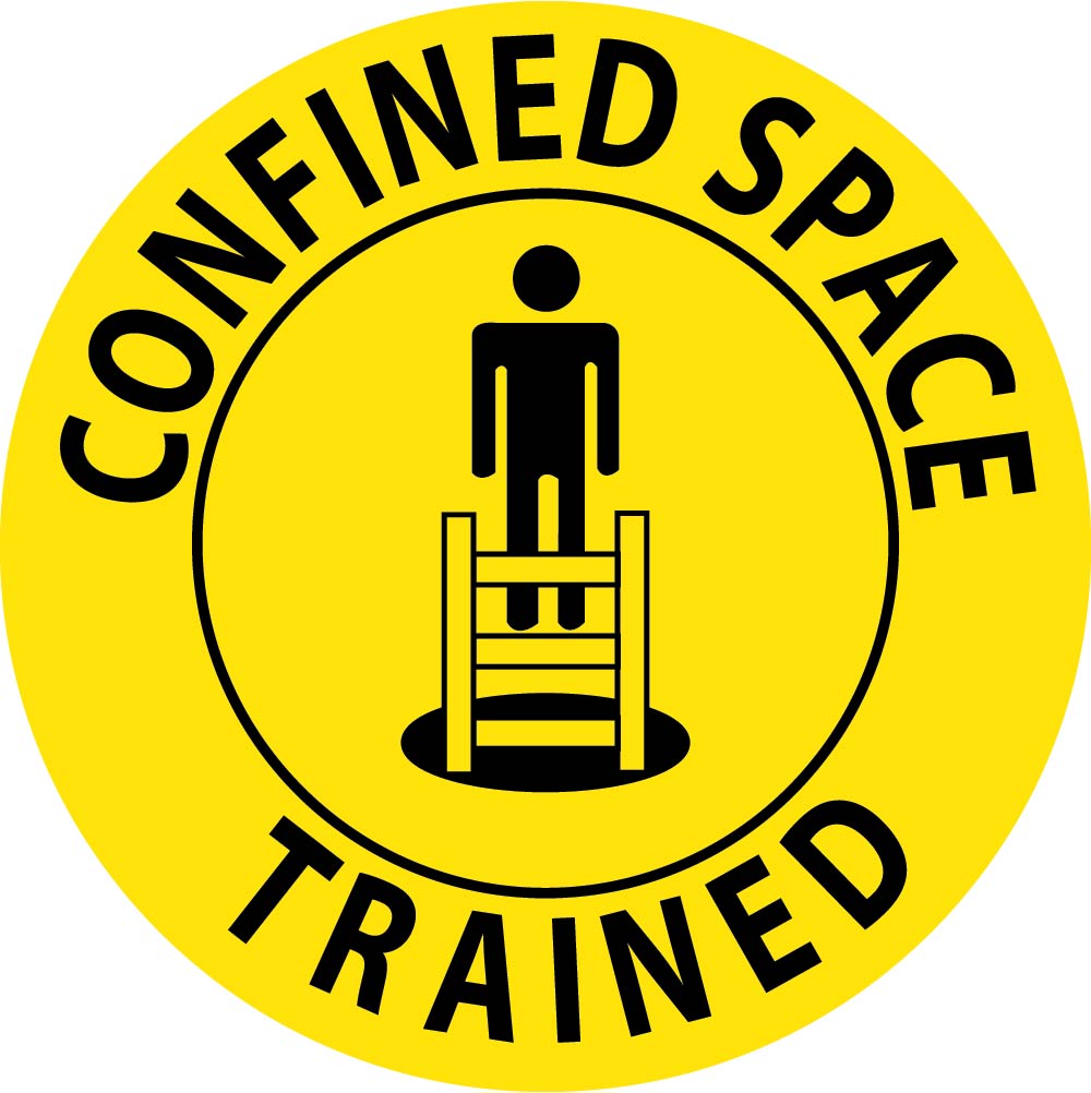 Hard Hat Label, Confined Space Trained, 2"Dia. Reflective Ps Vinyl, 25/Pk - HH69R-eSafety Supplies, Inc