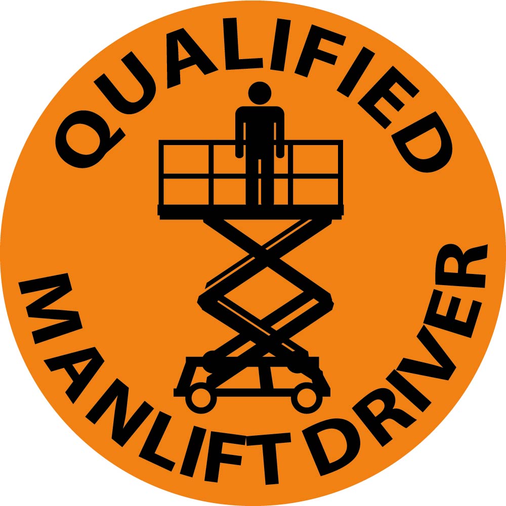 Hard Hat Label, Qualified Man Lift Driver, 2"Dia. Reflective Ps Vinyl, 25/Pk - HH83R-eSafety Supplies, Inc