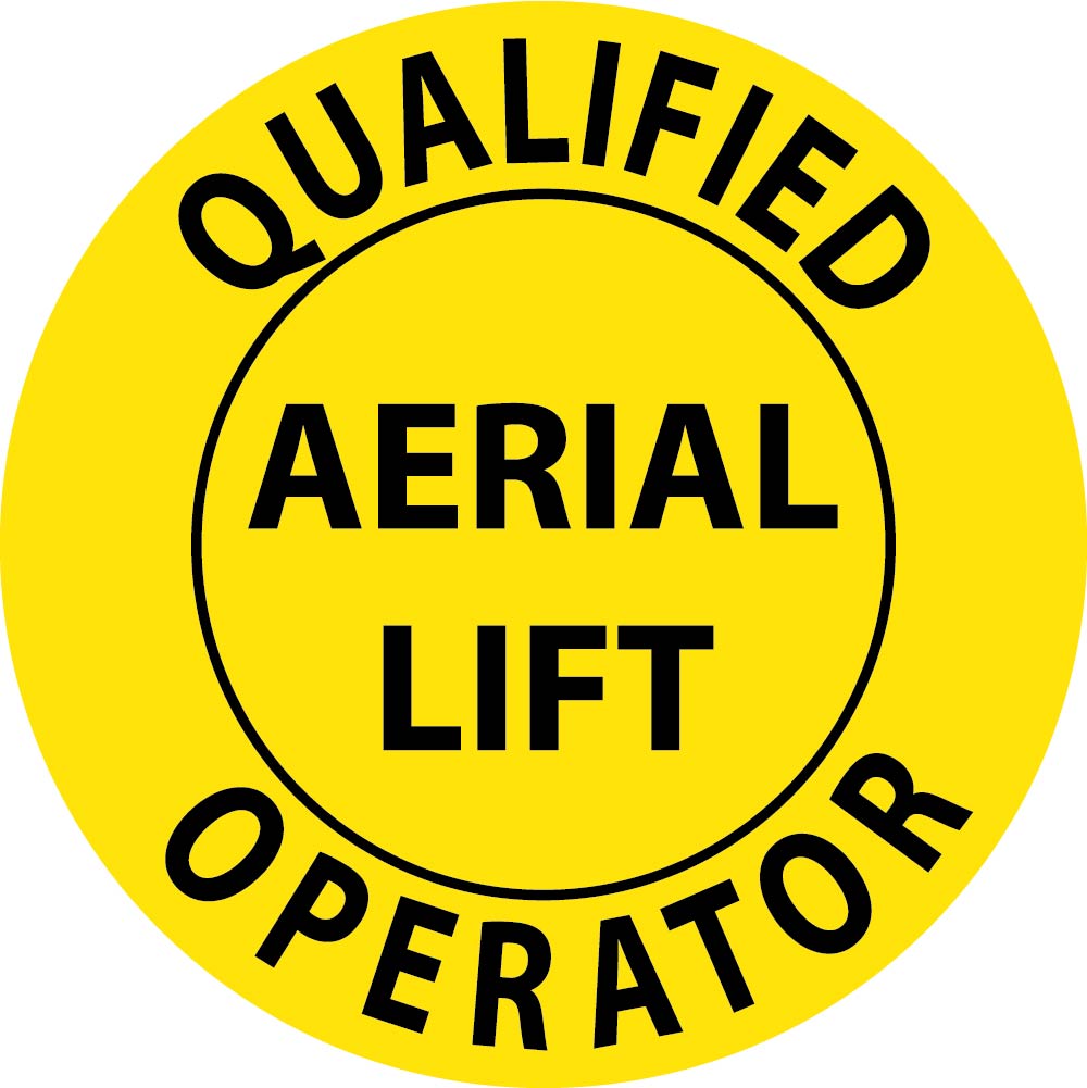 Hard Hat Label, Qualified Aerial Lift Operator, 2"Dia. Reflective Ps Vinyl, 25/Pk - HH84R-eSafety Supplies, Inc