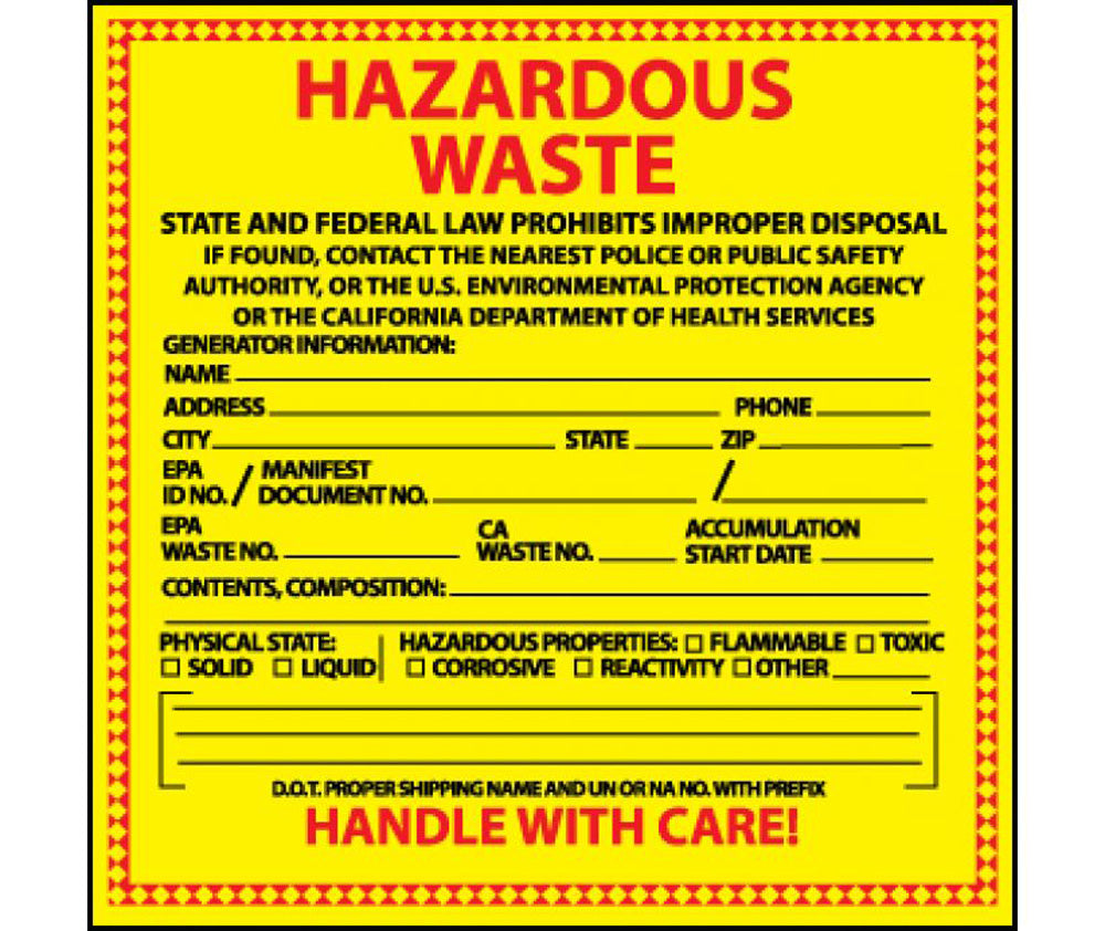 Hazardous Waste California Hazmat Label - Roll-eSafety Supplies, Inc