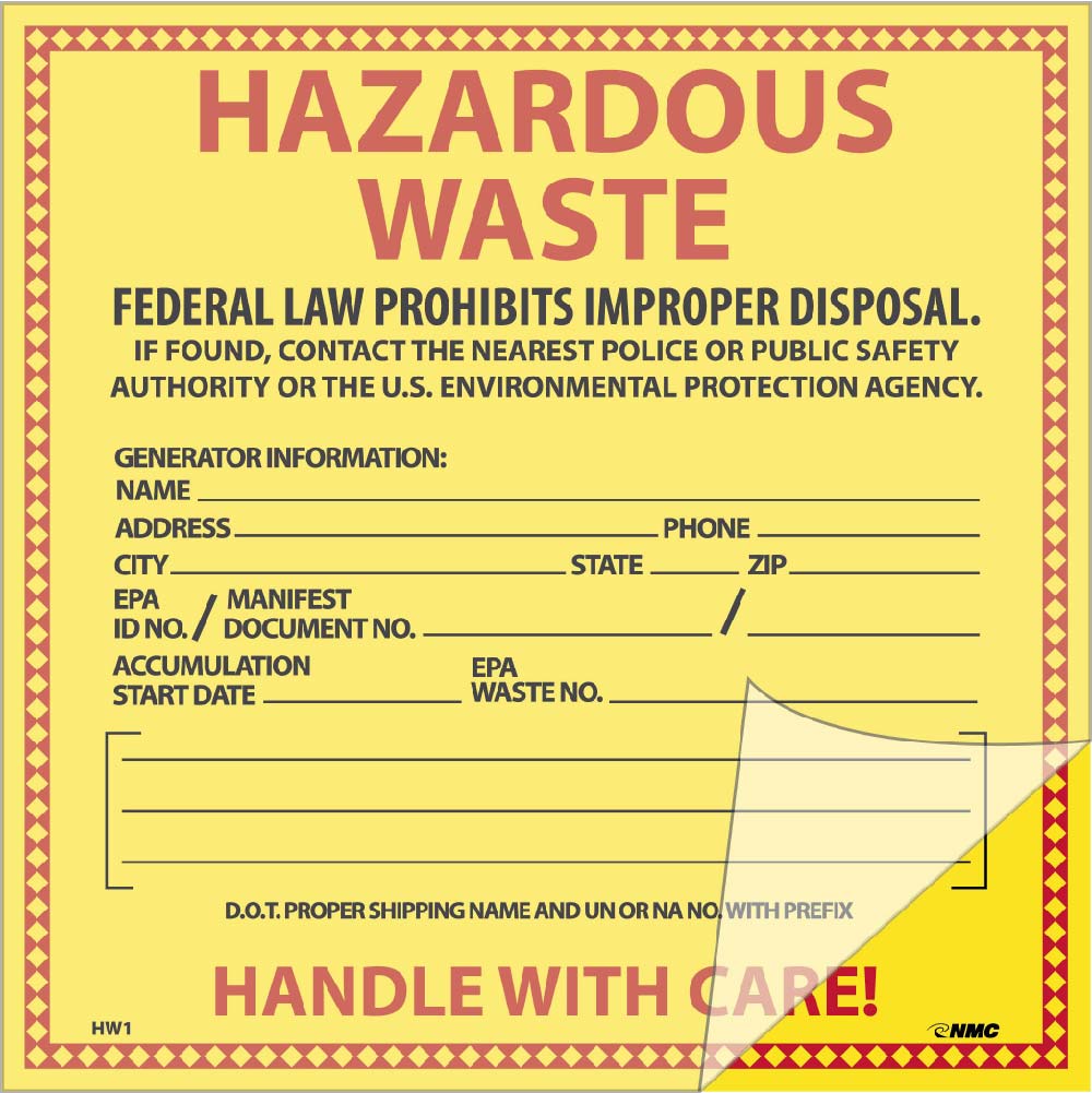 Self Lamination Hazardous Waste Label - Pack of 25-eSafety Supplies, Inc