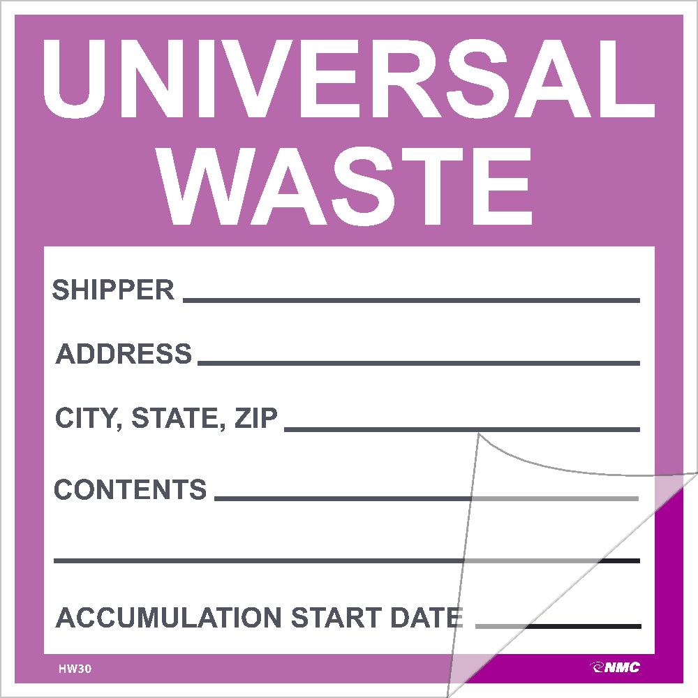 Universal Waste Self-Laminating Label - Pack of 25-eSafety Supplies, Inc