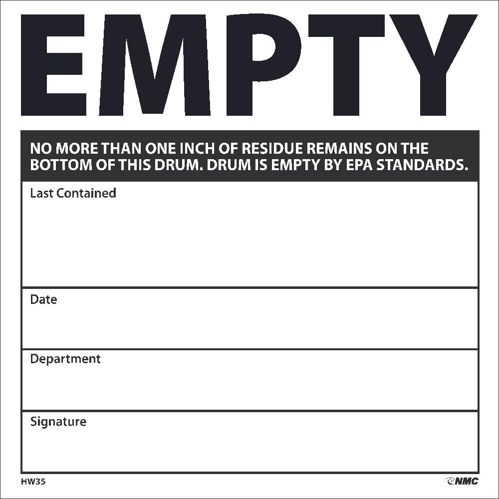 Empty No More Than One Inch Hazmat Label - Roll-eSafety Supplies, Inc