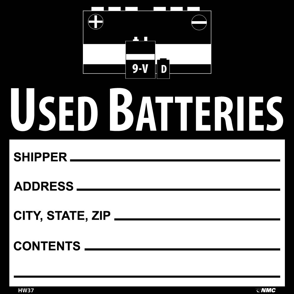 Used Batteries Self-Laminating Label-eSafety Supplies, Inc