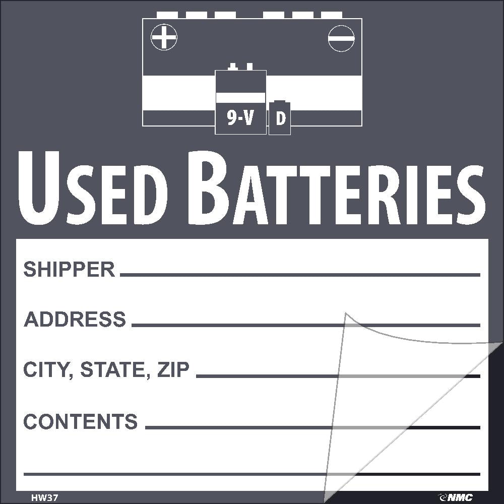 Used Batteries Self-Laminating Label - Pack of 25-eSafety Supplies, Inc