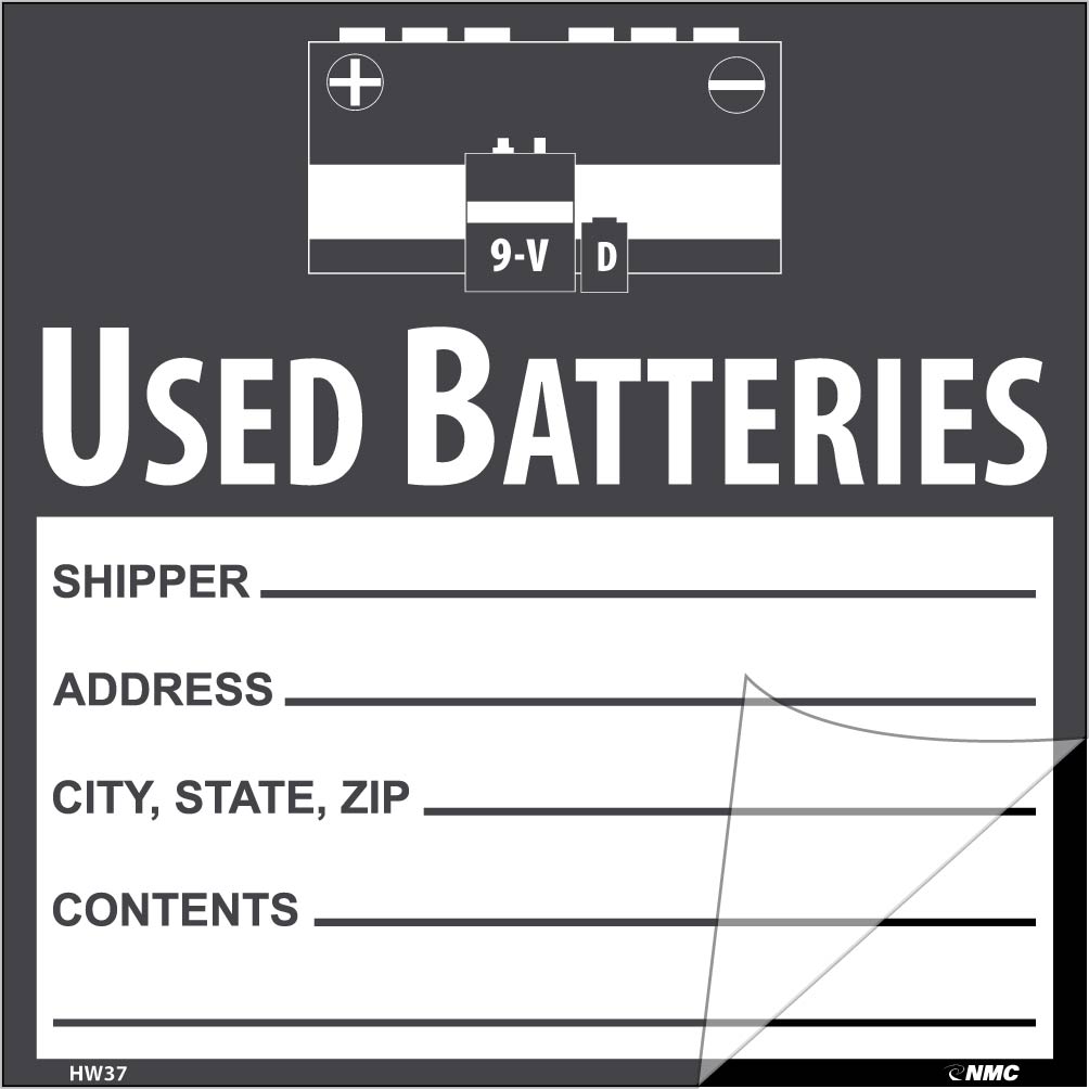 Used Batteries Self-Laminating Label - 5 Pack-eSafety Supplies, Inc