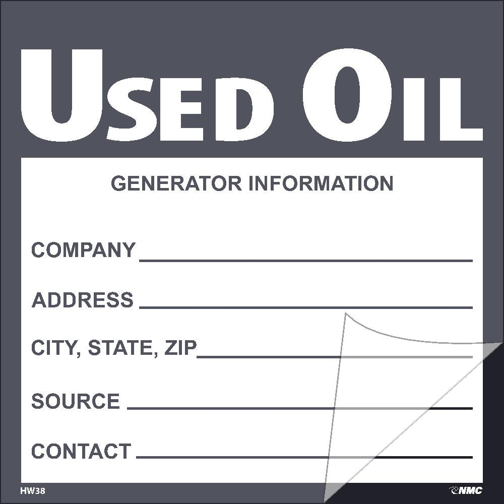 Used Oil Self-Laminating Label - Pack of 25-eSafety Supplies, Inc