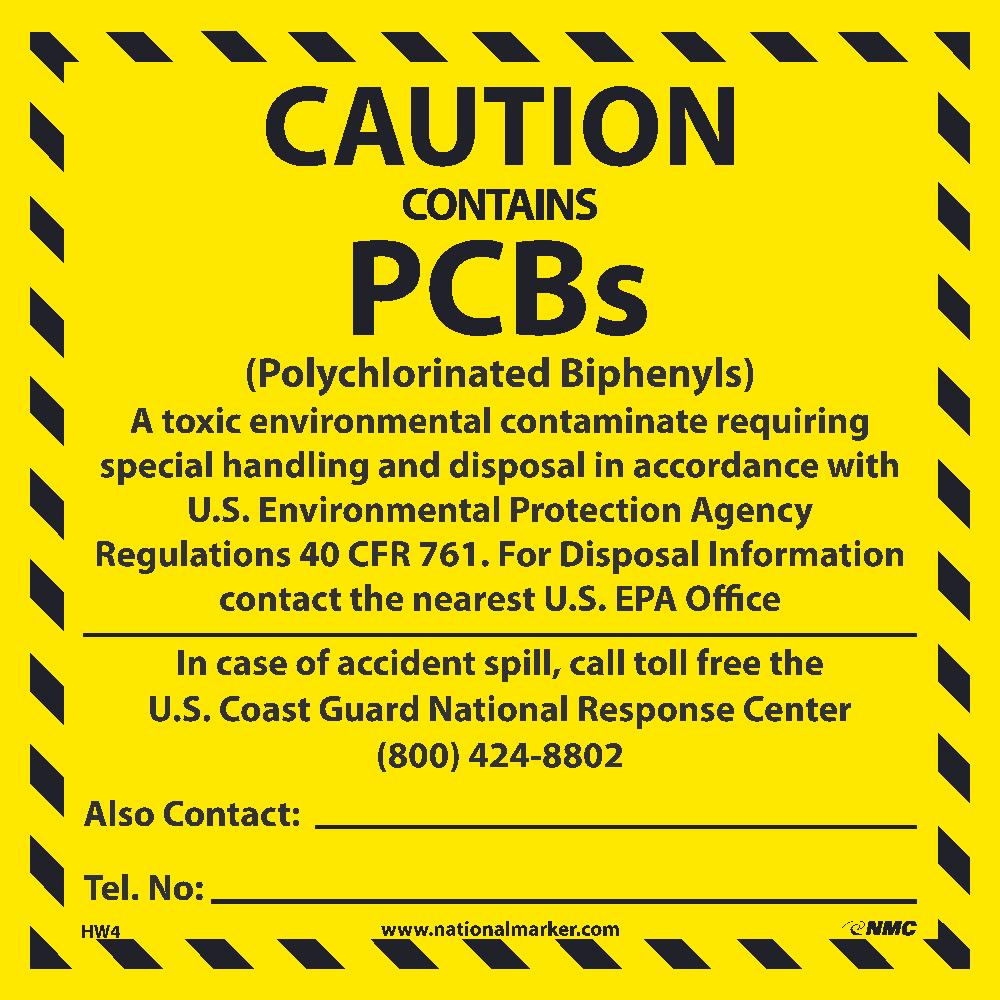 Caution Contains Pcb'S Hazmat Label - Roll-eSafety Supplies, Inc