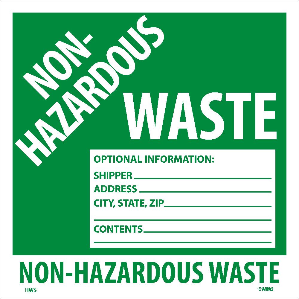 Non-Hazardous Waste Hazmat Label - Roll-eSafety Supplies, Inc