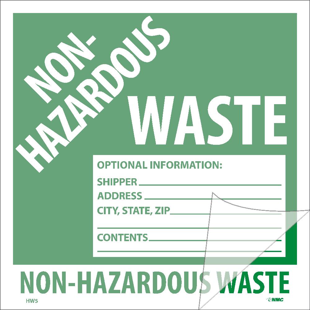 Non-Hazardous Waste Self-Laminating Label - Pack of 25-eSafety Supplies, Inc