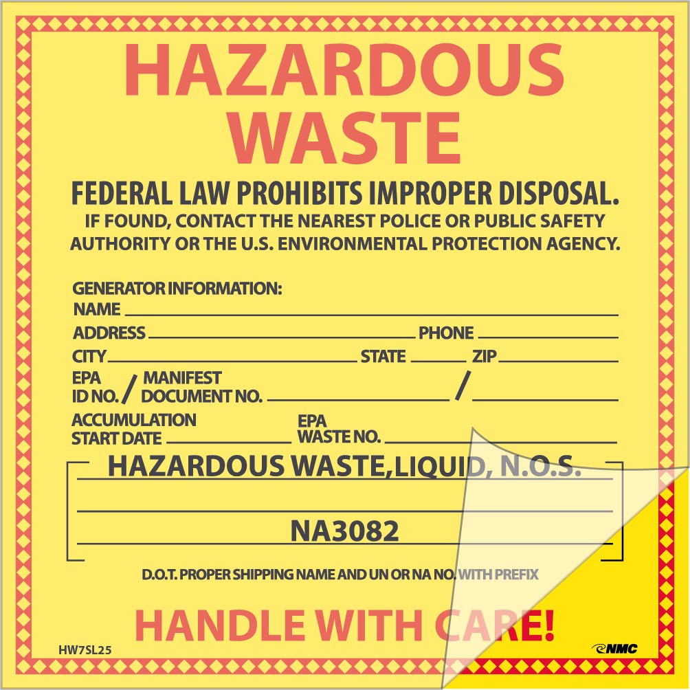 Self Lamination Hazardous Waste Liquid Labels - Pack of 25-eSafety Supplies, Inc