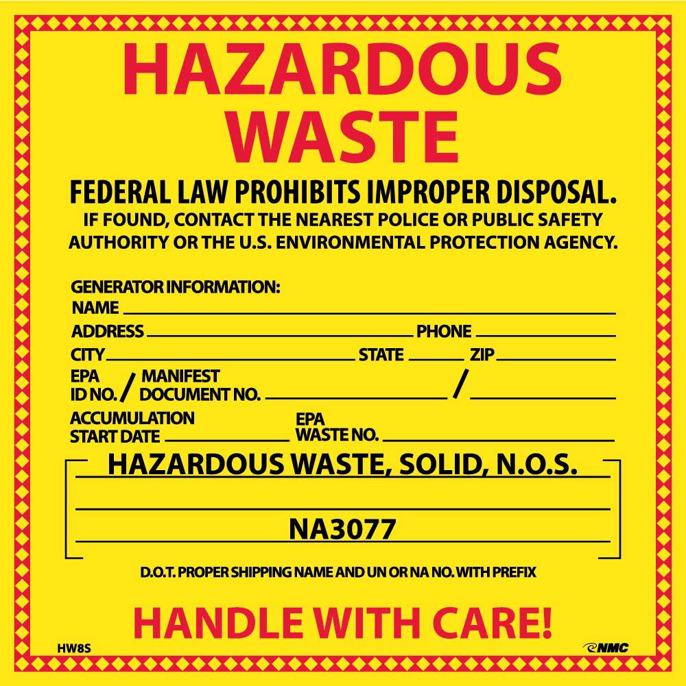 Hazardous Waste For Solids Hazmat Label - Pack of 25-eSafety Supplies, Inc