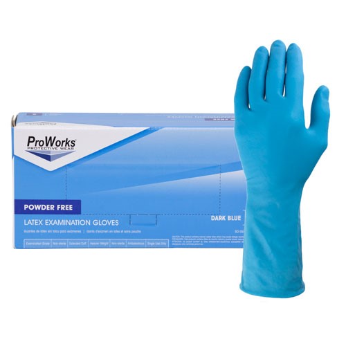 ProWorks® High Risk Latex Exam Gloves, 13 mil - Powder Free - Blue -Adenna-Case-eSafety Supplies, Inc
